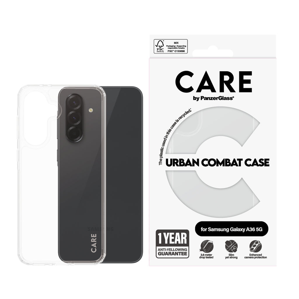 PanzerGlass PanzerGlass CARE™ by ® Urban Combat Case Transparent Samsung Galaxy A36 5G coque de protection pour téléphones portables Housse