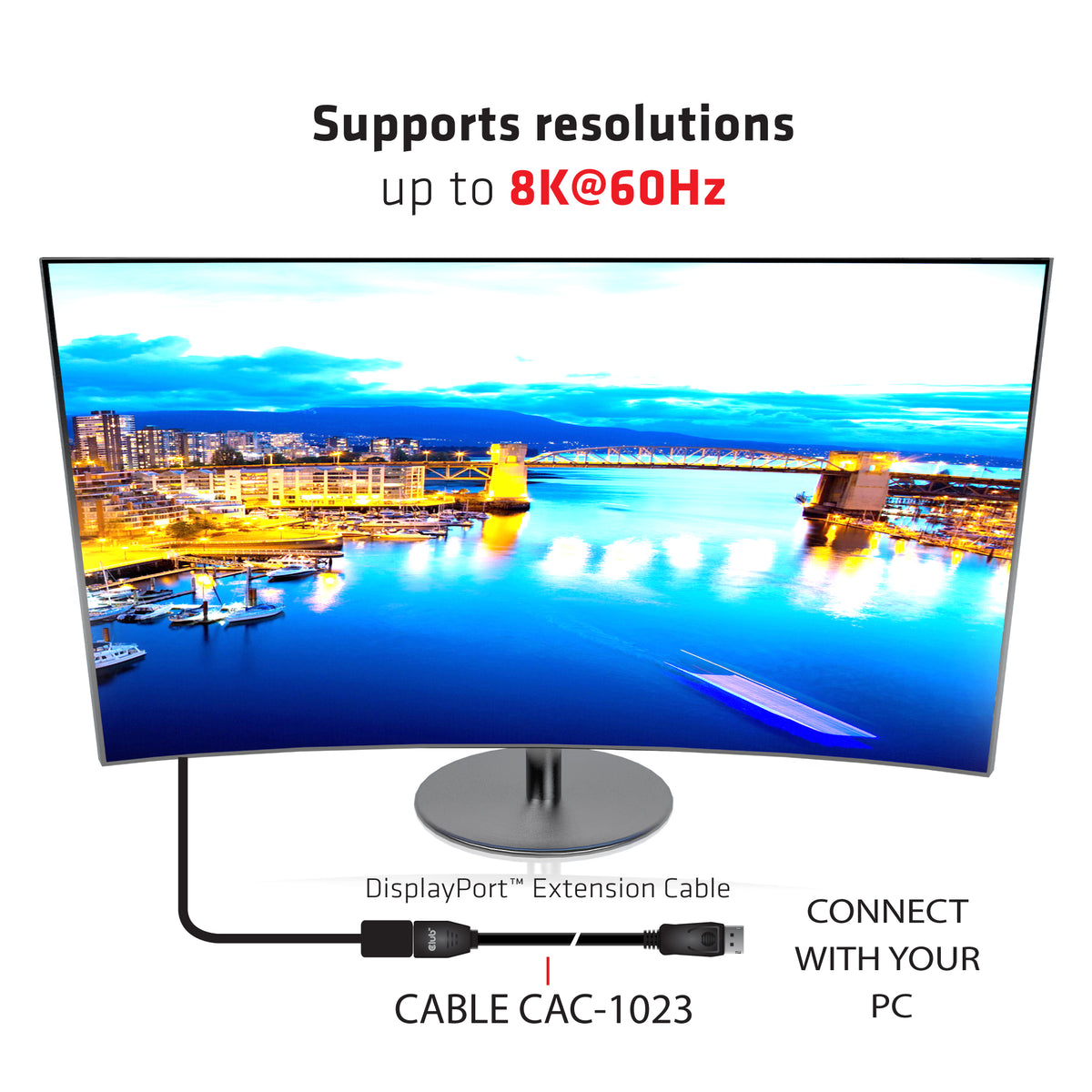 CLUB3D CAC-1023 Câble DisplayPort 3m, Noir