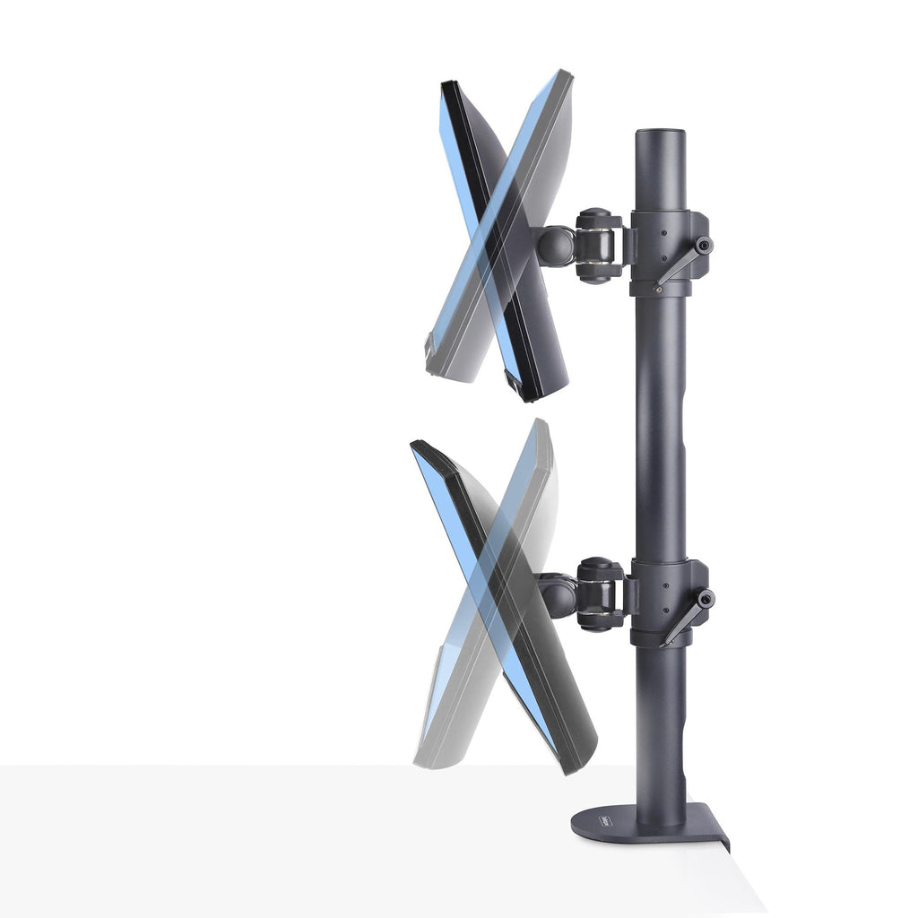 StarTech.com Support de Bureau pour 2 Moniteurs Empilés Verticalement jusqu'à 49", Capacité 32kg, Pince en C, VESA