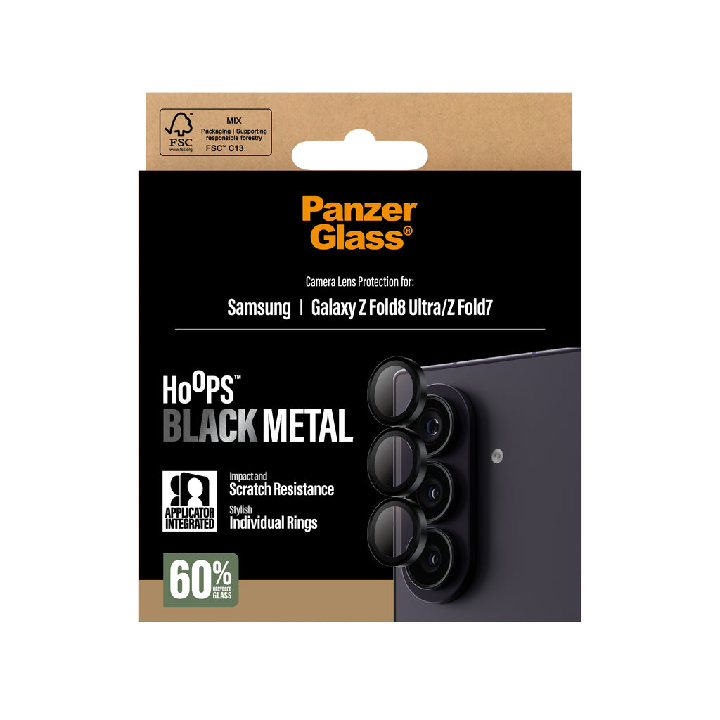 PanzerGlass ® Hoops® Camera Lens Protector Black Samsung Galaxy Z Fold8 Ultra | Z Fold7 Samsung - Galaxy Z Fold8 Ultra, Samsung - Galaxy Z Fold7 - vue 3