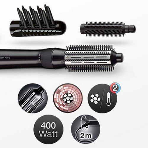Braun Satin Hair 3 AS 330 Brosse soufflante à air chaud Noir, Bleu, Lilas 400 W 2 m