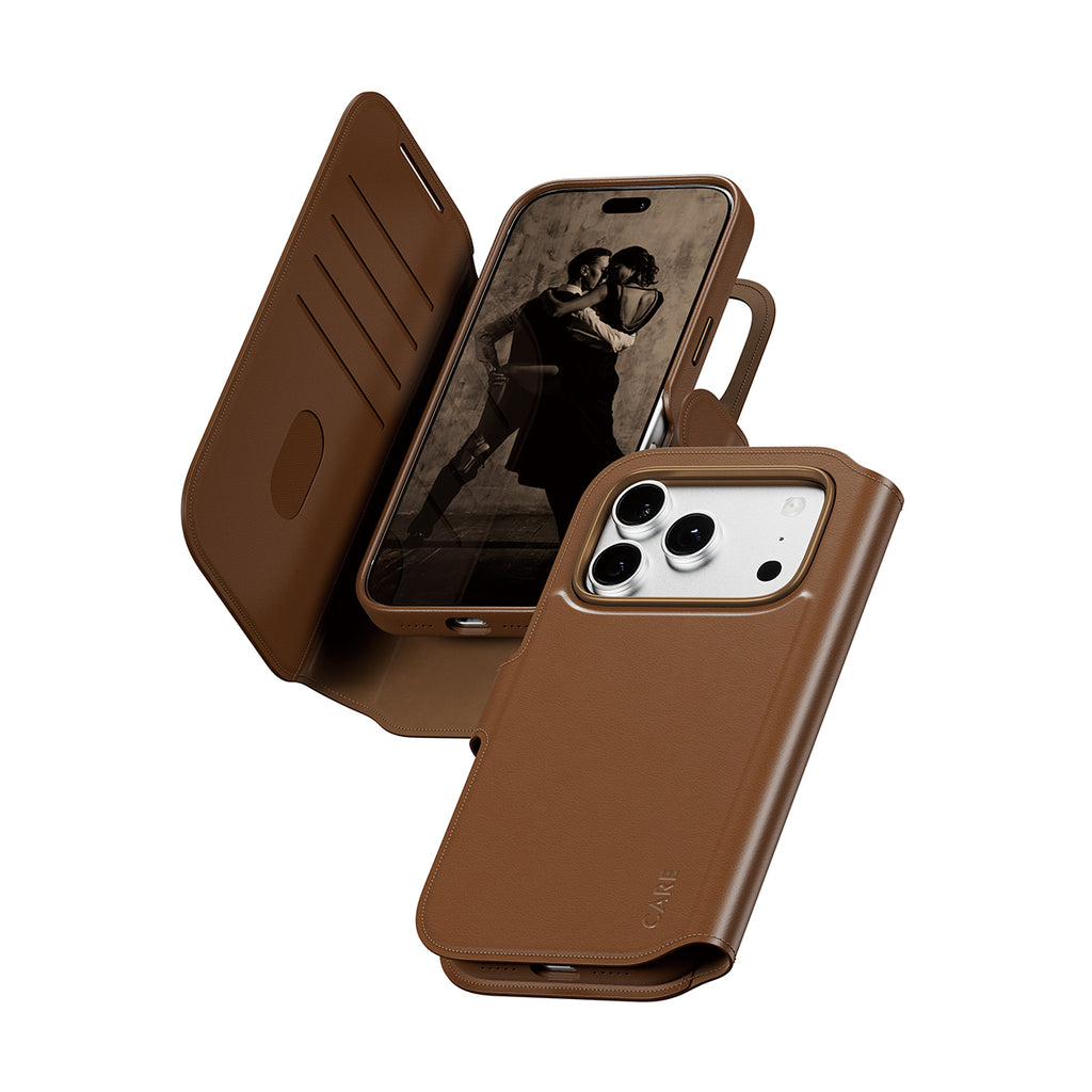 PanzerGlass CARE™ by ® Tango 2-in-1 Wallet Case Brown w. MagSafe iPhone 18 Pro | 17 Pro coque de protection pour téléphones portables Housse Marron