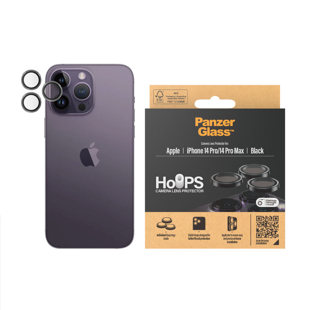 PanzerGlass PanzerGlass ® Hoops® Camera Lens Protector Black iPhone 14 Pro | 14 Pro Max Protection d'écran transparent Apple 1 pièce(s)