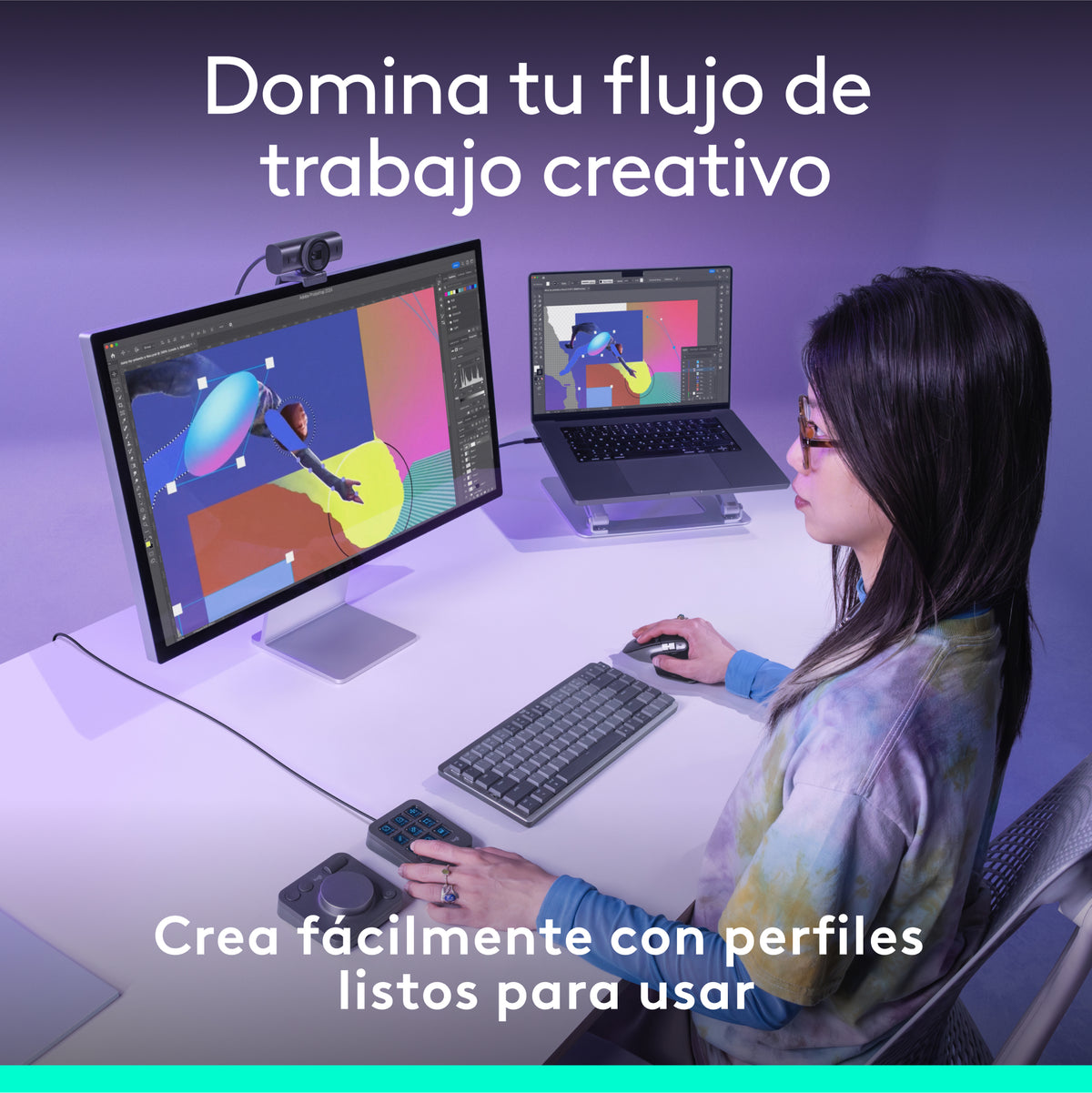 Logitech Master Series MX Creative Console Tastatur og drejeskive sæt RGB Kablet