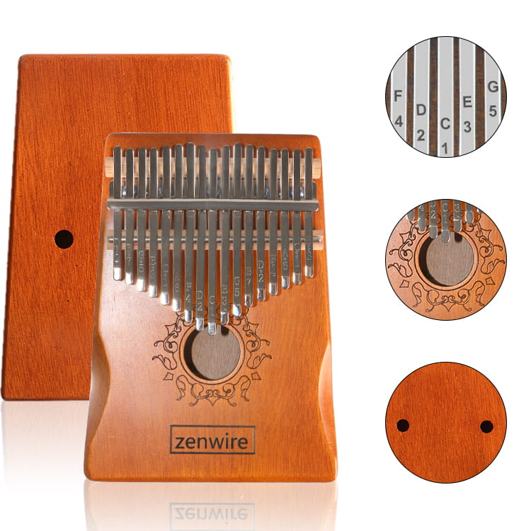 Kalimba, instrument africain, piano Zanza Mbira, 17 touches, en bois, couleur bronze, Zenwire K-01
