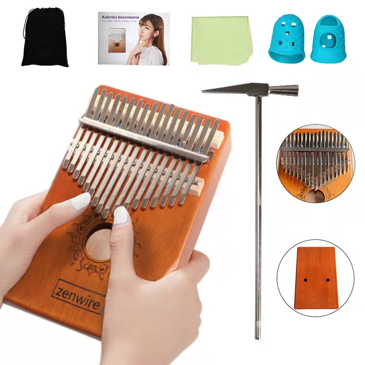 Kalimba, instrument africain, piano Zanza Mbira, 17 touches, en bois, couleur bronze, Zenwire K-01