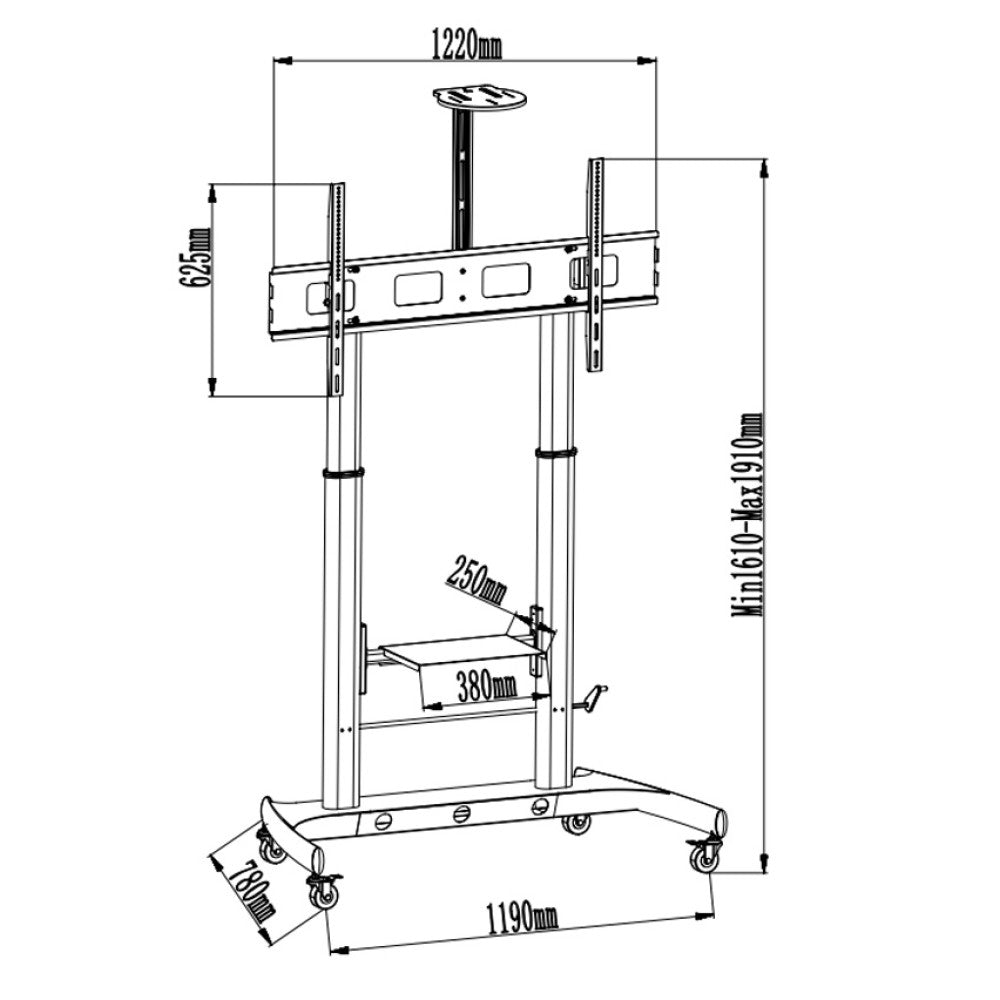 Techly ICA-TR45 Support TV et centre de divertissement 2 étagères