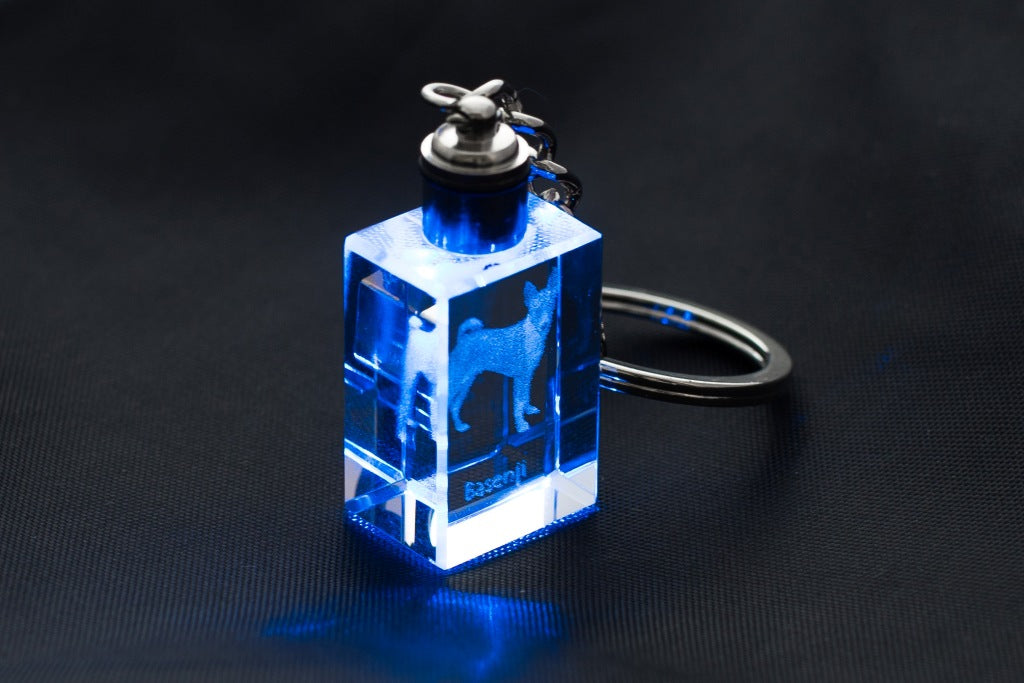 Basenji, African bush dog, Congo dog - Crystal key ring with dog photo, illuminated key ring, unique gift by Art-Dog brand