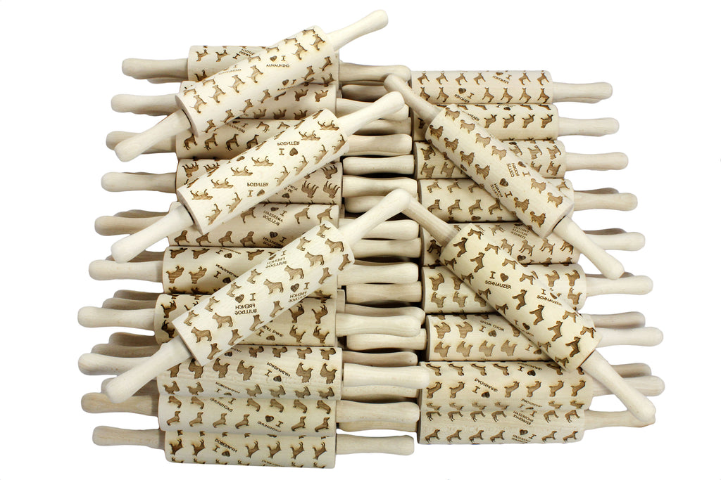 Brittany Spaniel, Brittany Wiegref - patterned rolling pin with a dog, rolling pin for dough and ceramics, a gift for a pastry chef from the Art-Dog brand