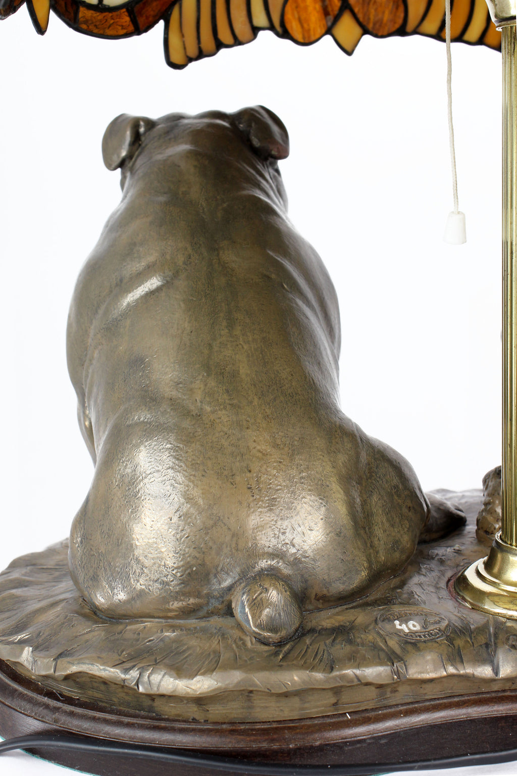 Bulldog, English Bulldog, British Bulldog - stained glass lamp with a lampshade, table lamp with a dog statue, interior decor in retro style by Art-Dog brand