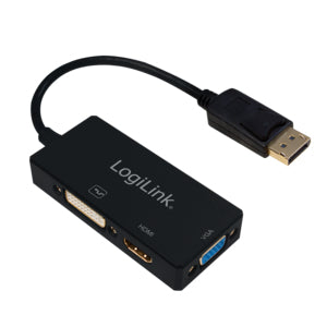 LogiLink CV0109 câble vidéo et adaptateur 0,15 m DisplayPort VGA + HDMI + DVI Noir