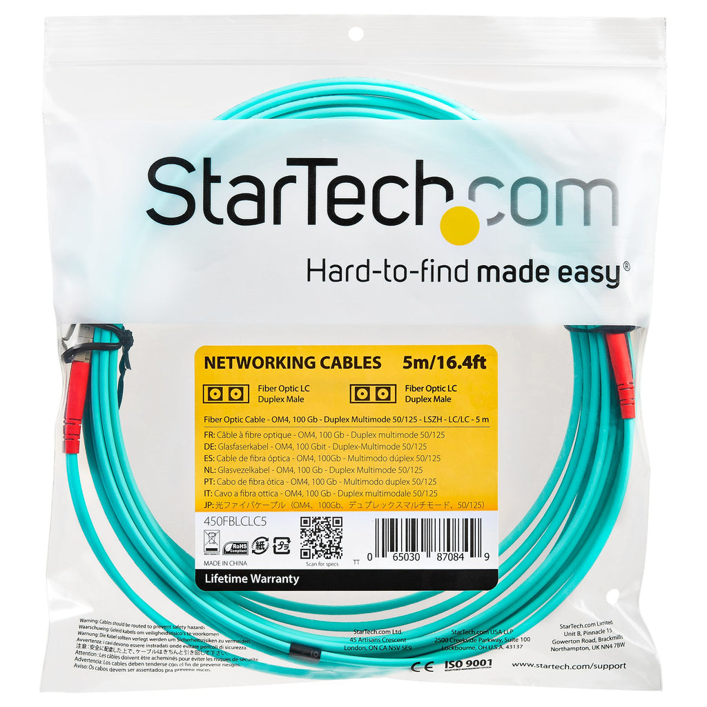 StarTech.com Câble Fibre Optique Multimode OM4 LC/UPC vers LC/UPC 5m, 50/125µm, LSZH