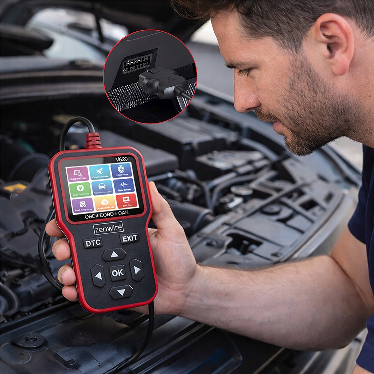 Interface, testeur, scanner de diagnostic, écran OBD2, ELM327, CAN, ordinateur Zenwire V620