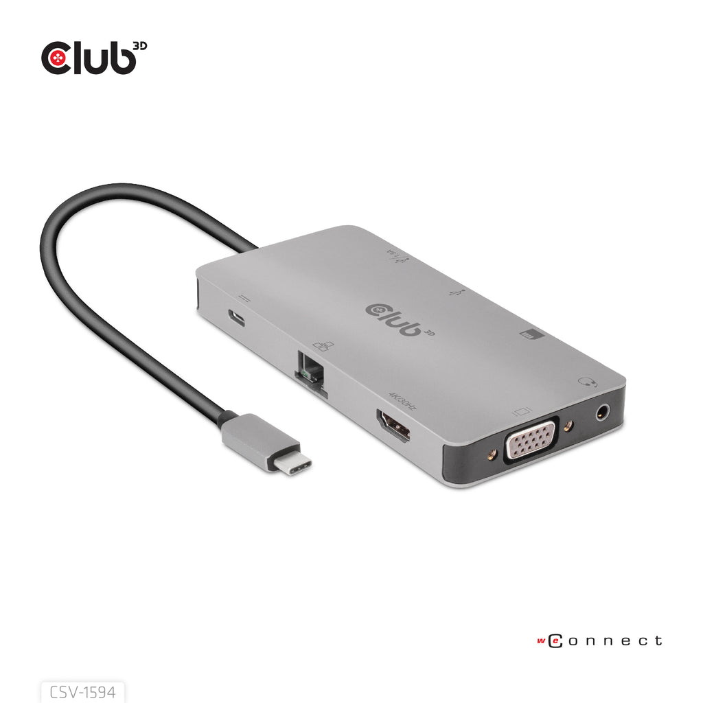 CLUB3D CSV-1594 Station d'accueil USB 3.2 Gen 1 Type-C, Noir et Gris