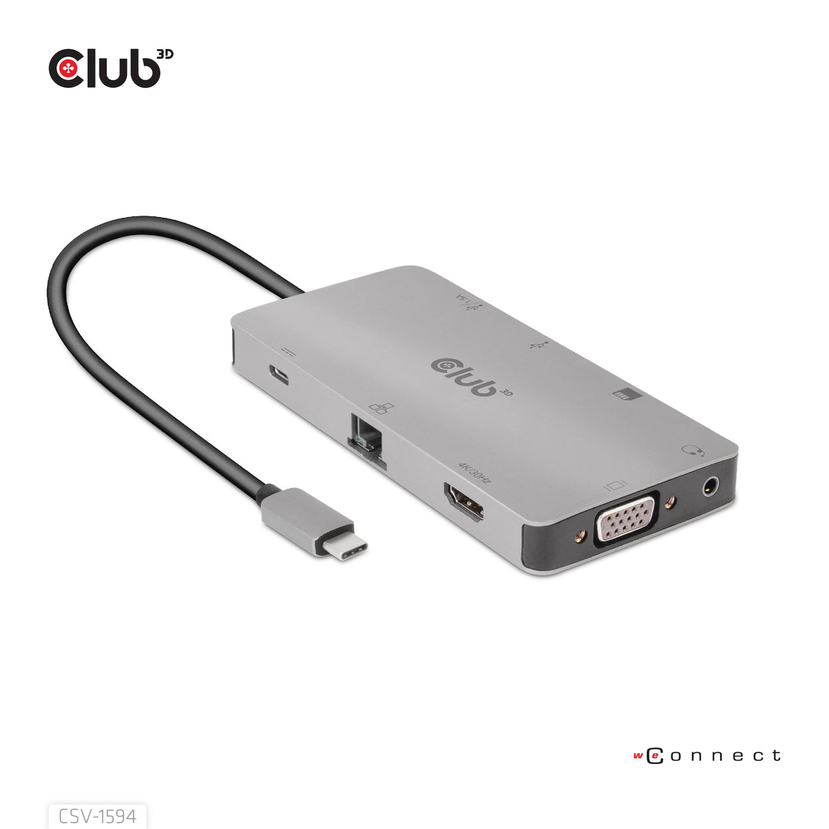 CLUB3D CSV-1594 Station d'accueil USB 3.2 Gen 1 Type-C, Noir et Gris