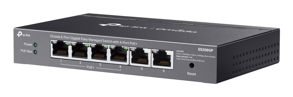 TP-Link Omada ES206GP commutateur réseau Géré Gigabit Ethernet (10/100/1000) Connexion Ethernet, supportant l'alimentation via ce port (PoE) Noir