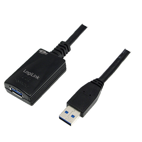 LogiLink 5.0m USB 3.0 M/F câble USB USB 3.2 Gen 1 (3.1 Gen 1) 5 m USB A 5 Gbit/s Noir