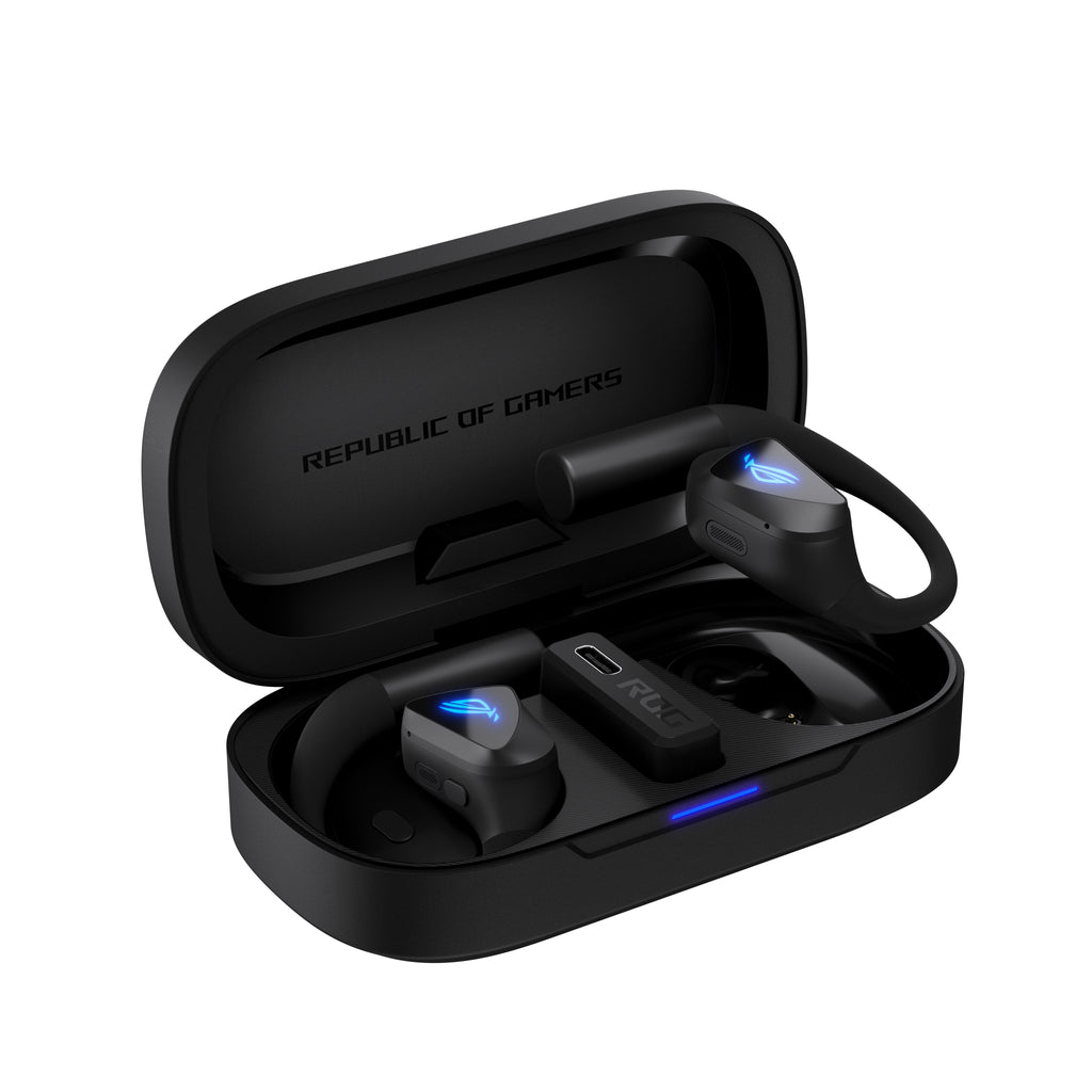 ASUS ROG Cetra Open Wireless, Écouteurs Gaming TWS avec Crochets Auriculaires, Bluetooth, Noir