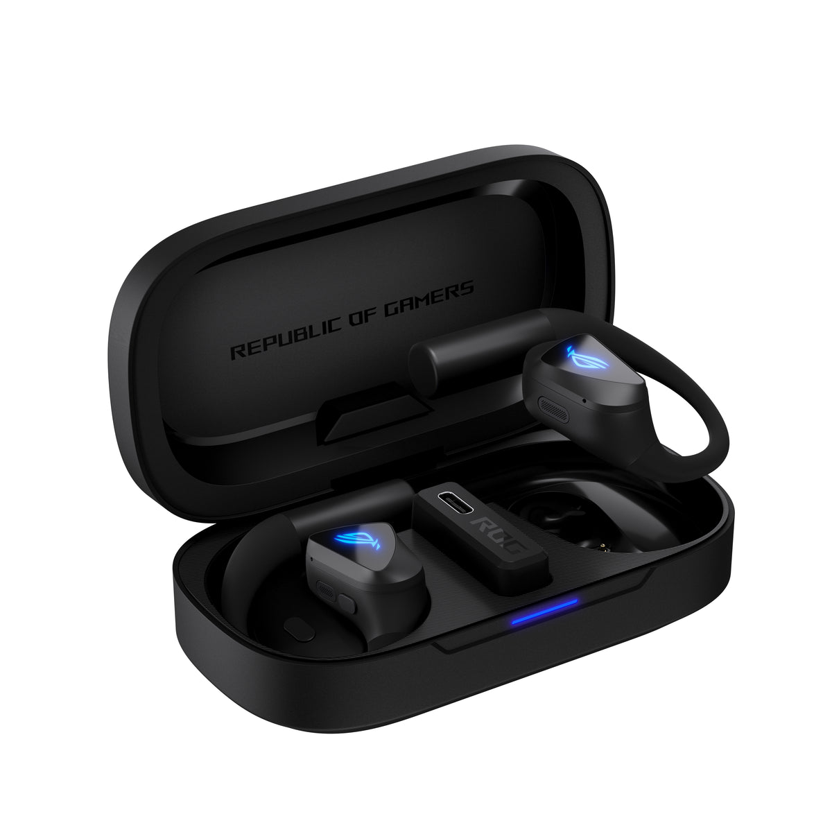 ASUS ROG Cetra Open Wireless, Écouteurs Gaming TWS avec Crochets Auriculaires, Bluetooth, Noir