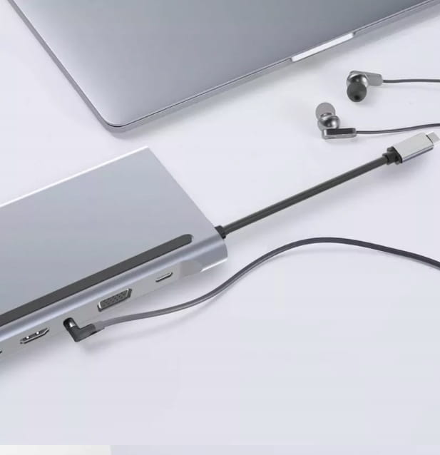 STATION D'ACCUEIL HUB ADAPTATEUR USB-C 12-en-1 Station d'accueil 2x HDMI 4K ETHERNET RJ45 USB 3.0 SD M1 M2 M3 Zenwire BYL-2211