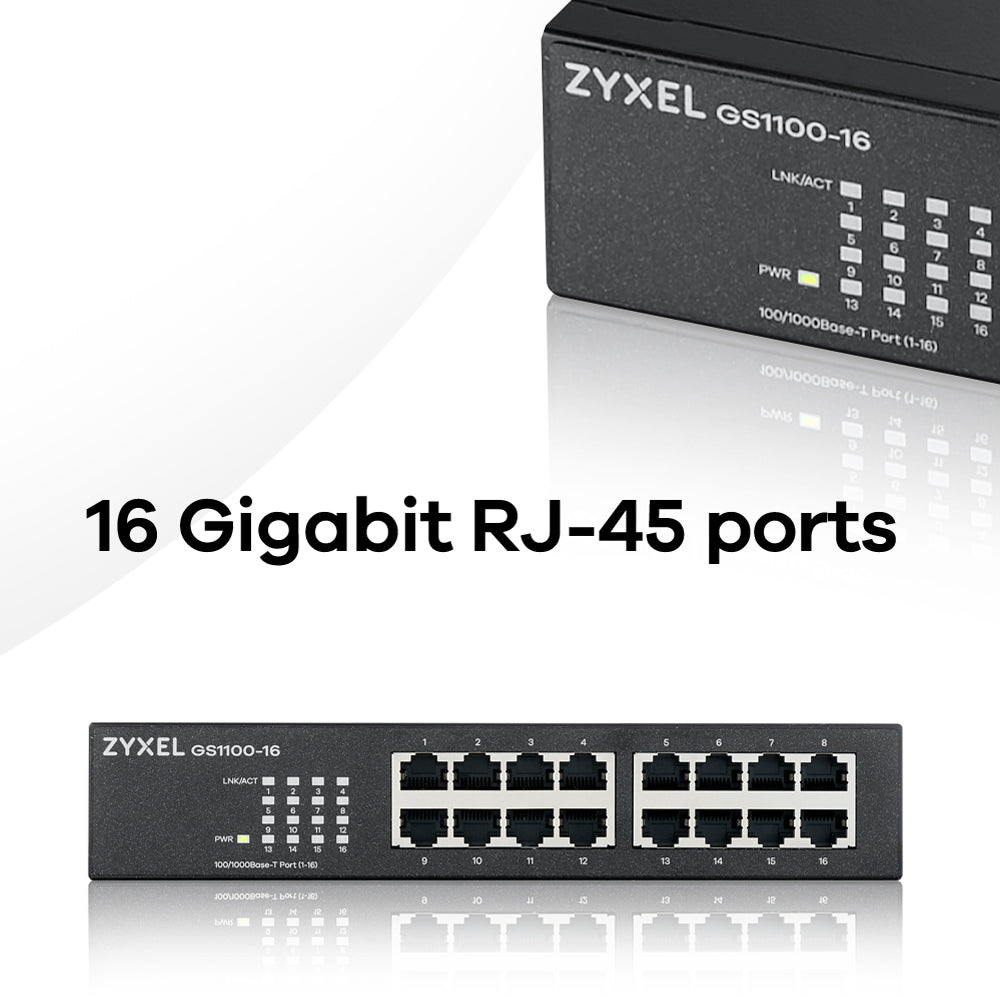 Zyxel GS1100-16 Non-géré Gigabit Ethernet (10/100/1000) Noir - vue 7