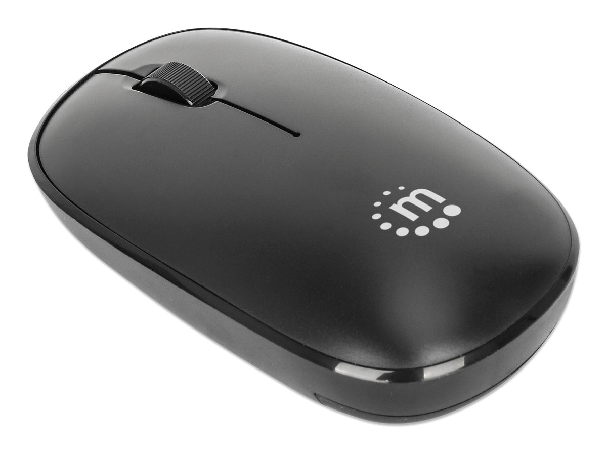 Manhattan Souris optique sans fil MW3050, noire, 1200 dpi, 2,4 GHz (jusqu’à 10 m), USB, ambidextre, 3 boutons avec molette, récepteur USB-A nano, pile AA incluse, garantie 3 ans