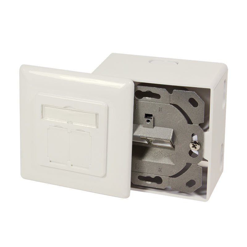 LogiLink NP0124 prise de courant 2 x RJ-45 Métallique, Blanc - vue 3