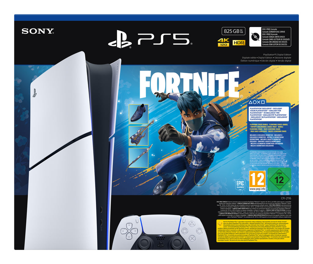 Sony PlayStation 5 Digital Edition - Fortnite Flowering Chaos Bundle 825 GB Wi-Fi, Blanc