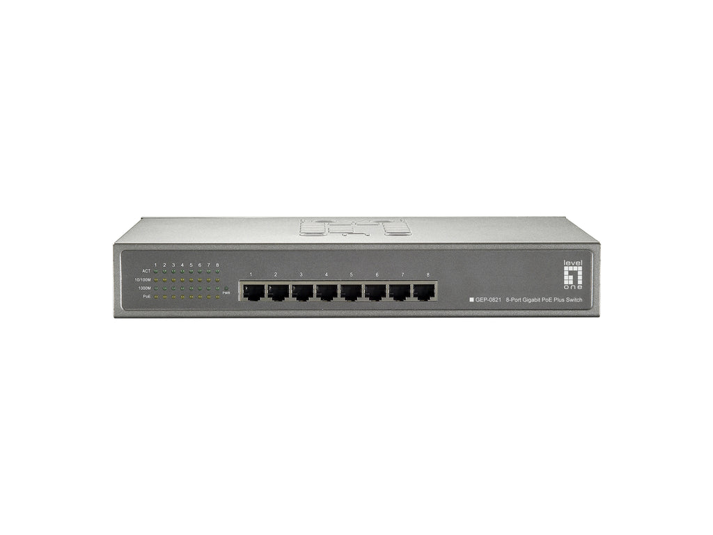 LevelOne GEP-0821 Commutateur Réseau Gigabit Ethernet PoE Gris