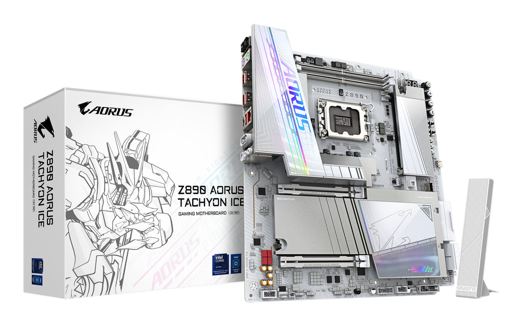 GIGABYTE Z890 AORUS TACHYON ICE Carte Mère Intel Core Ultra (Série 2), DDR5 9500 MHz (O.C), PCIe 5.0, Wi-Fi 7, LAN 5 GbE
