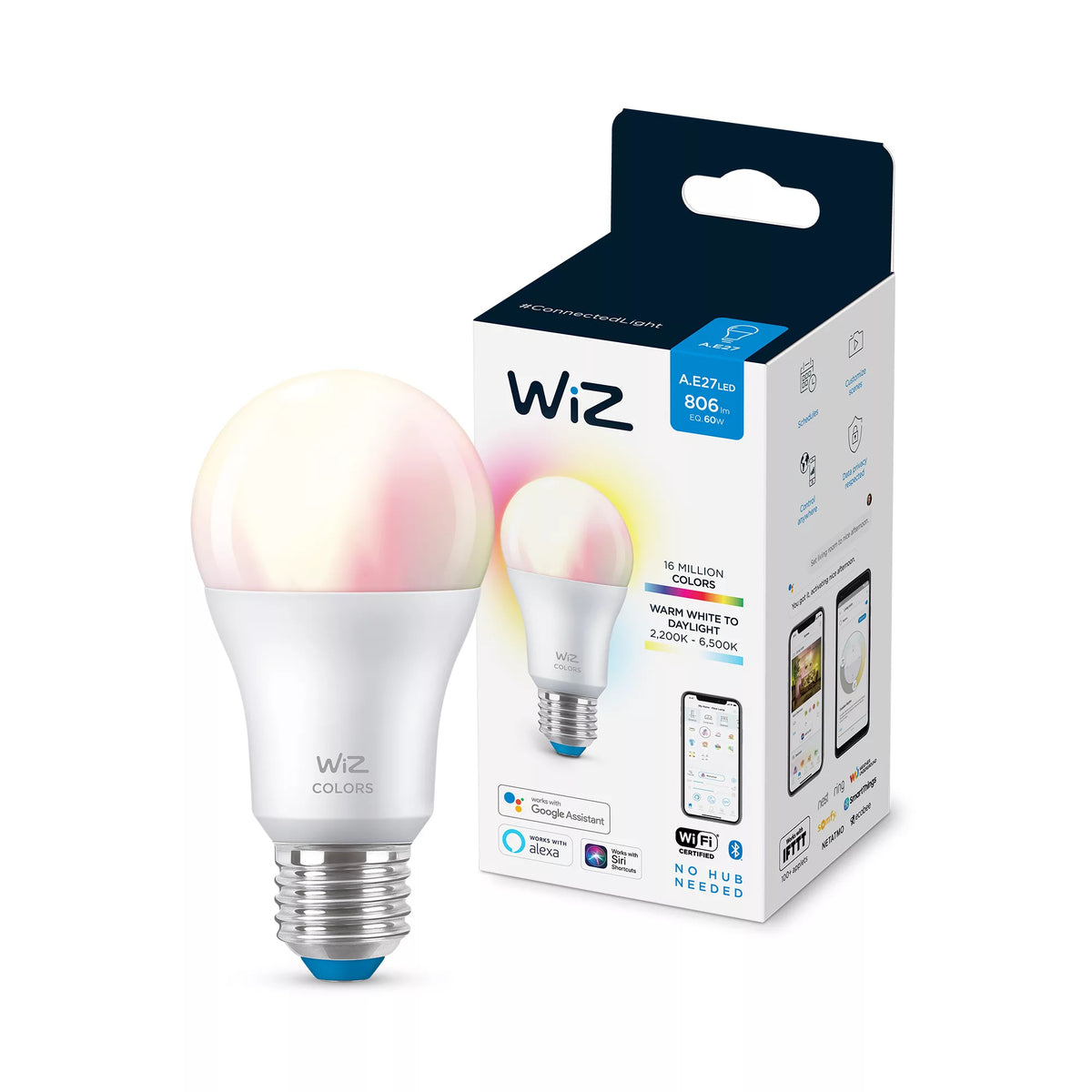 WiZ Ampoule Intelligente Multicolore 8W (éq. 60W) A60 E27