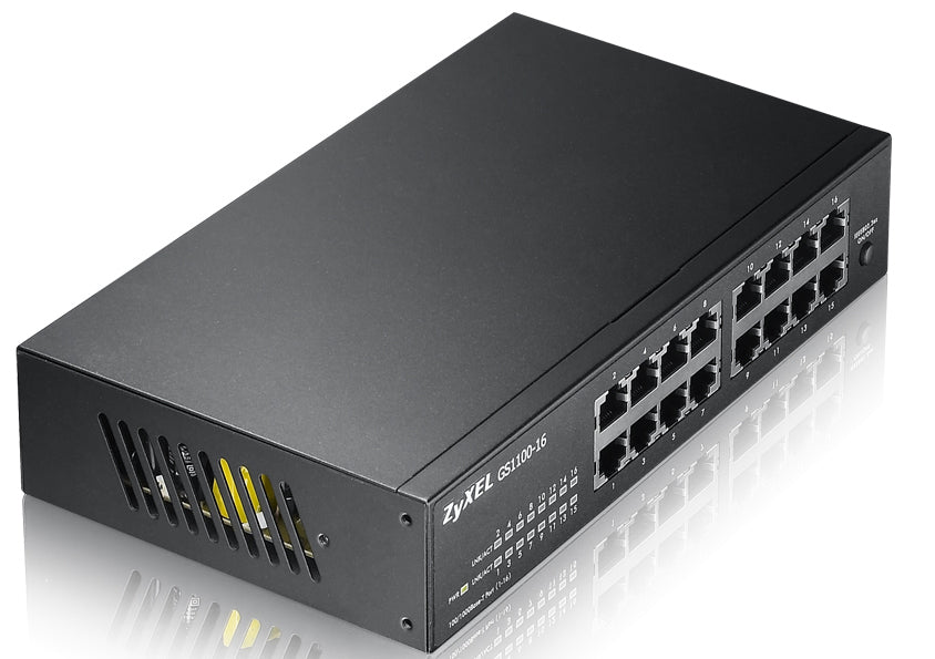 Zyxel GS1100-16 Non-géré Gigabit Ethernet (10/100/1000) Noir - vue 2