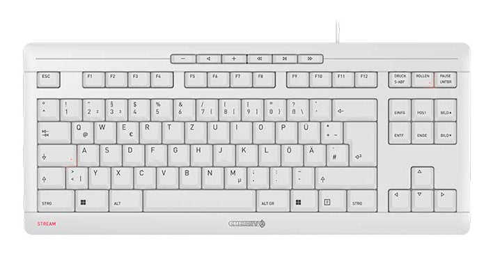 Cherry Stream Keyboard TKL Clavier USB QWERTZ Allemand Blanc