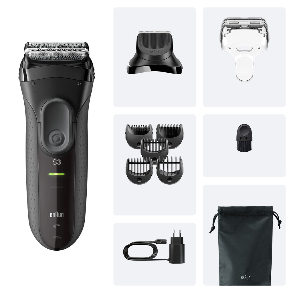 Braun 3000BT Rasoir à grille Tondeuse Noir, Gris