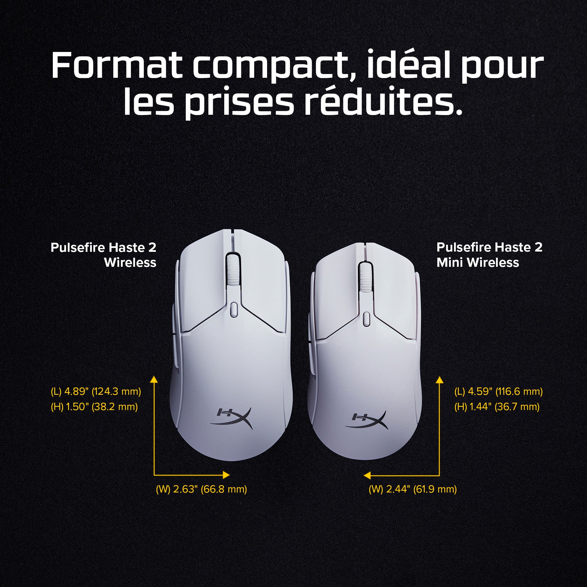 HyperX Pulsefire Haste 2 Mini - Souris gamer sans fil (blanc)