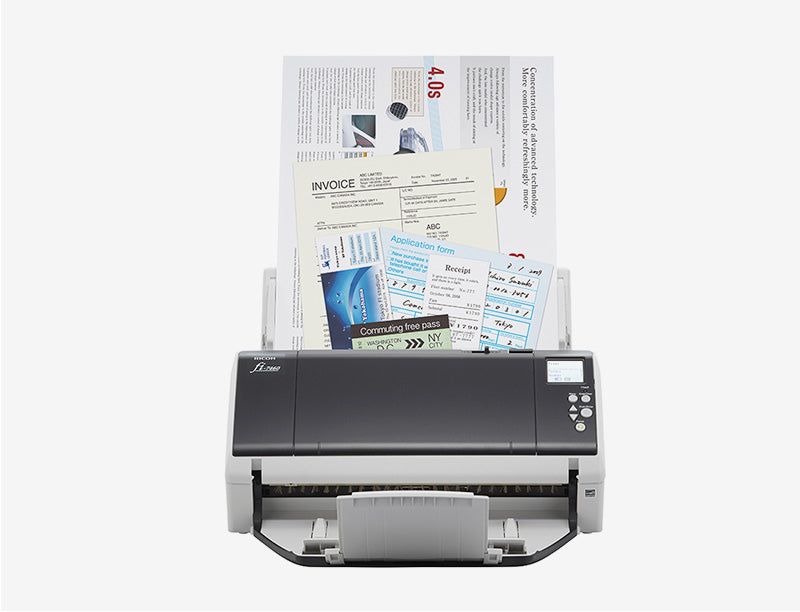 Ricoh fi-7460 Numériseur chargeur automatique de documents (adf) + chargeur manuel 600 x 600 DPI A3 Gris, Blanc