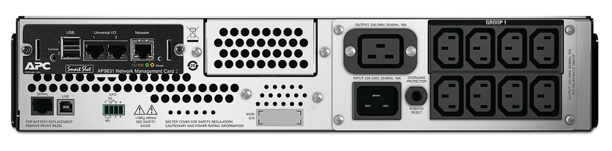 APC Smart-UPS SMT3000RMI2UNC 3000VA Montable en Rack, 8x C13, 1x C19, USB, NMC