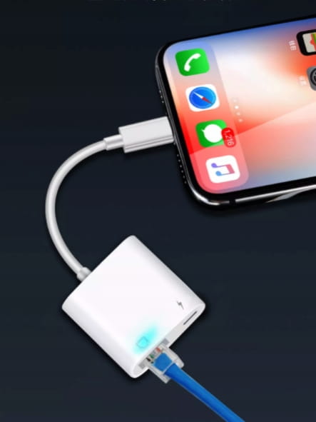 Carte réseau Adaptateur Lightning Ethernet RJ45 LAN pour iPhone et iPad Zenwire BYL-2210