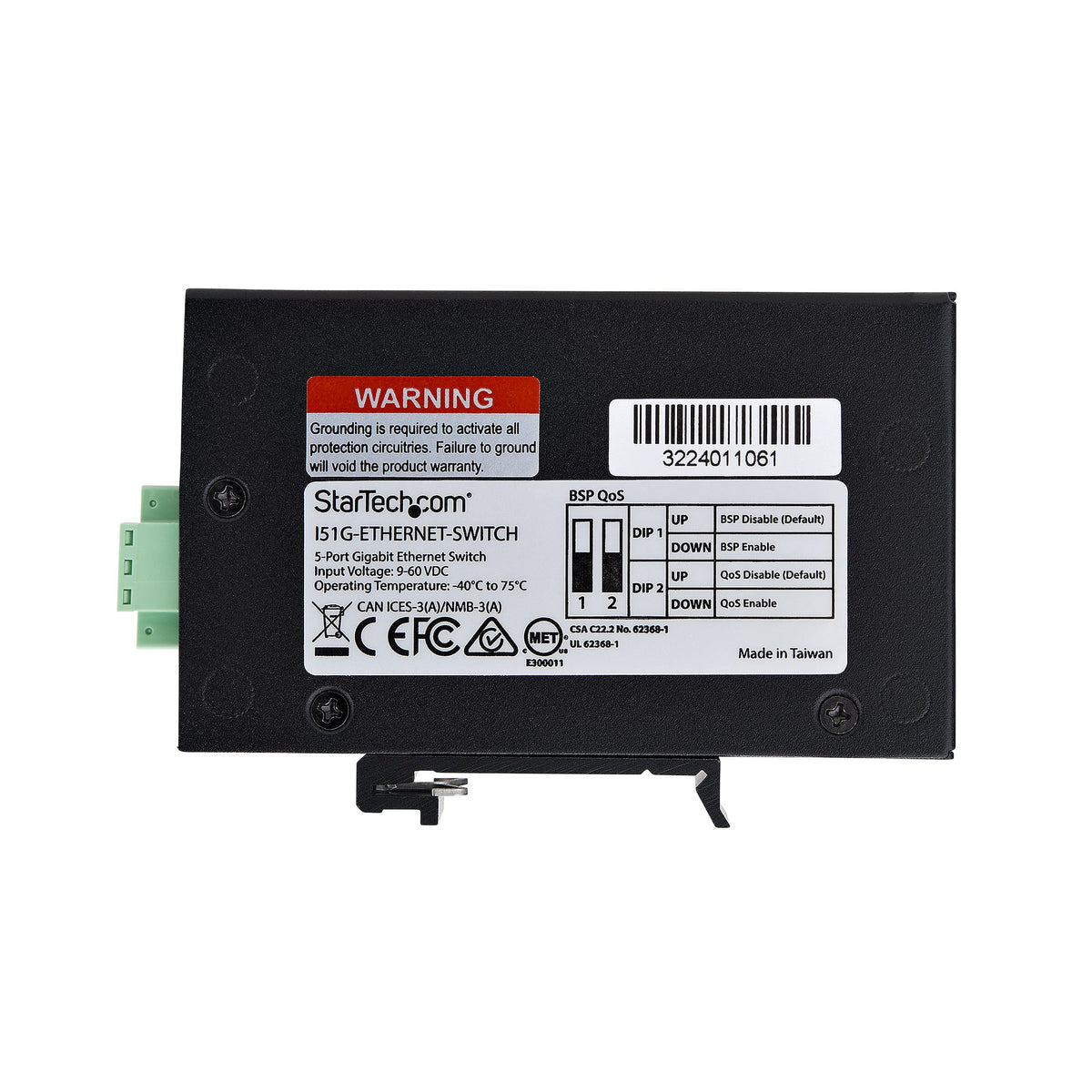 StarTech.com Switch Réseau Industriel 5 Ports Non Géré Gigabit Ethernet, Rail DIN/Mural, IP30, -40°C à 75°C, 9-60V DC, T