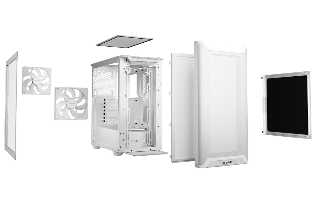 be quiet! Pure Base 501 Blanc | Boîtier PC vitré, Mini ATX / Micro ATX / ATX, 2 ventilateurs Pure Wings 3 140 mm PWM