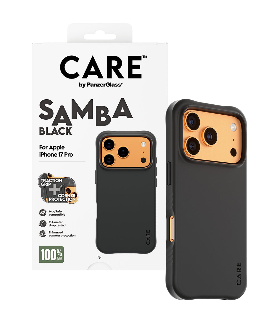 PanzerGlass CARE Samba Case Noir avec MagSafe pour iPhone 17 Pro, Coque de Protection