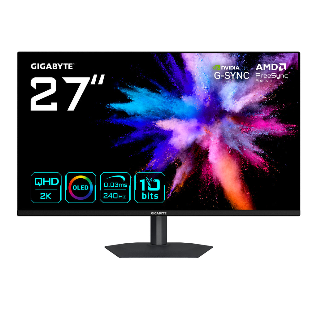 GIGABYTE GO27Q24A Moniteur Gaming OLED 27” 2K QHD - 2560 x 1440, 240Hz, 0.03ms, 400 cd/m², FreeSync Premium, G-Sync Compatible, HDMI 2.1, DisplayPort 1.4