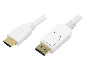 LogiLink Câble HDMI vers DisplayPort 2m, Blanc