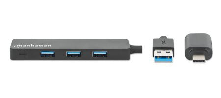 Manhattan Hub Combo USB-C & USB-A, 4 ports USB-A, 5 Gbit/s, Alimenté par USB