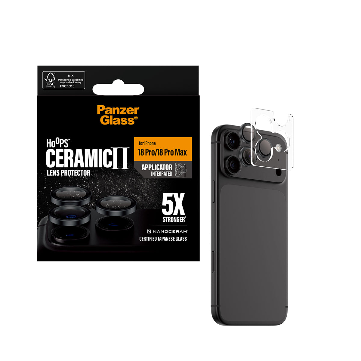 PanzerGlass ® Hoops® Ceramic Camera Lens Protector iPhone 2026 Pro | 2026 Pro Max Protection d'écran transparent 1 pièce