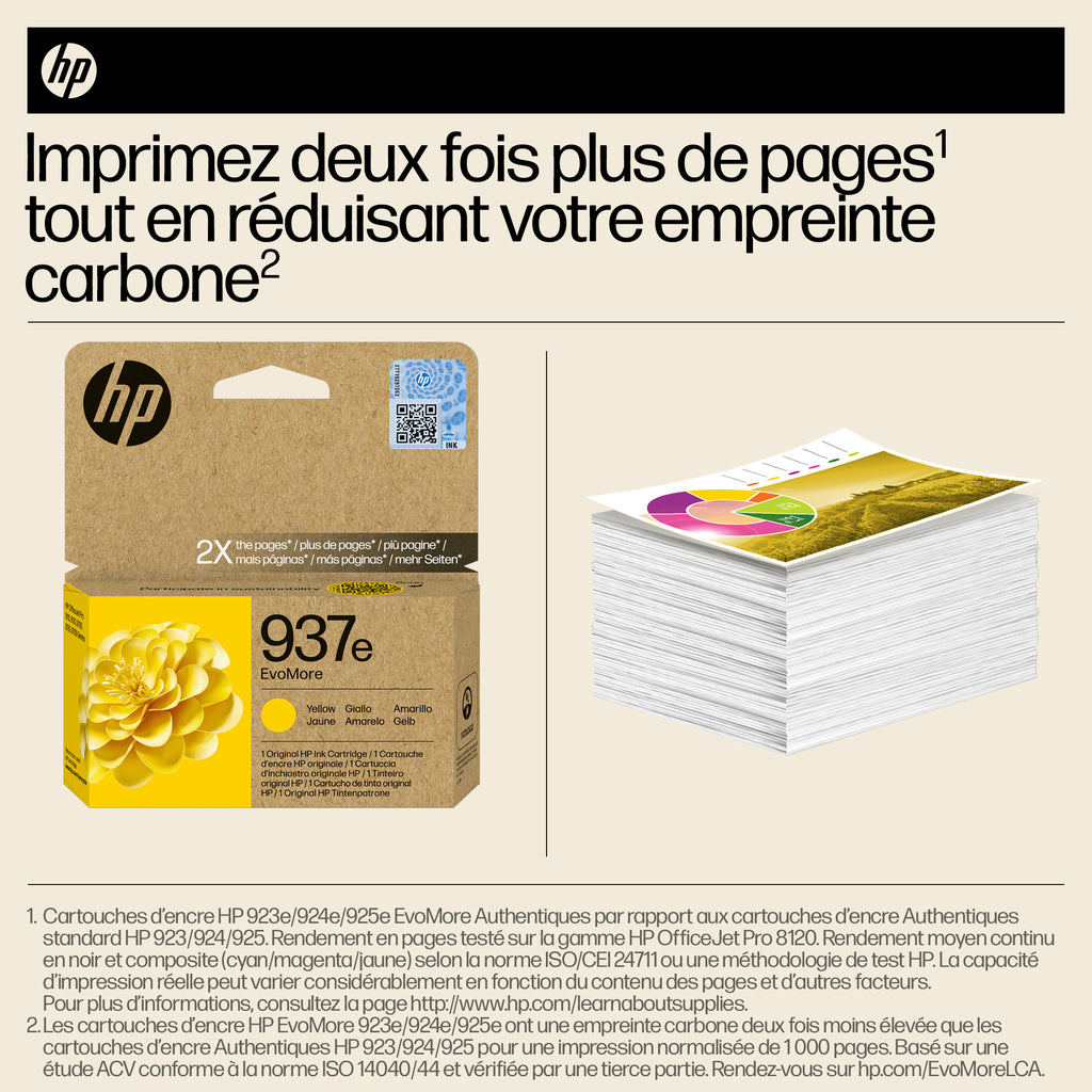 HP 937e Cartouche d’encre authentique Jaune EvoMore