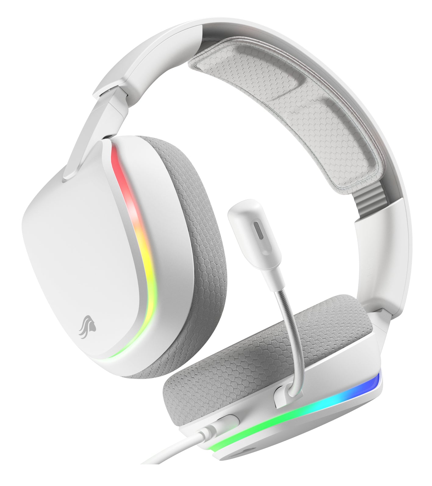 Glorious Gaming Glorious GHS Eternal RGB - Casque gaming stéréo RGB pour PC, PS5, PS4, Switch. Transducteurs inclinés sur mesures, micro détachable USB-C haute-clarté ajustable. Résistant, confort longue durée. Blanc
