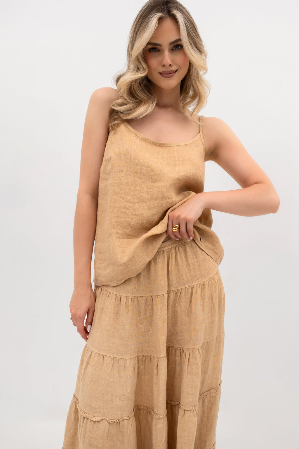 Haut en lin à bretelles pour femme - style bohème
