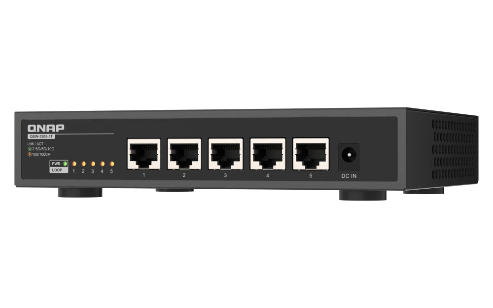 QNAP QSW-3205-5T Commutateur Réseau Non-géré 10G Ethernet 5 Ports, Noir