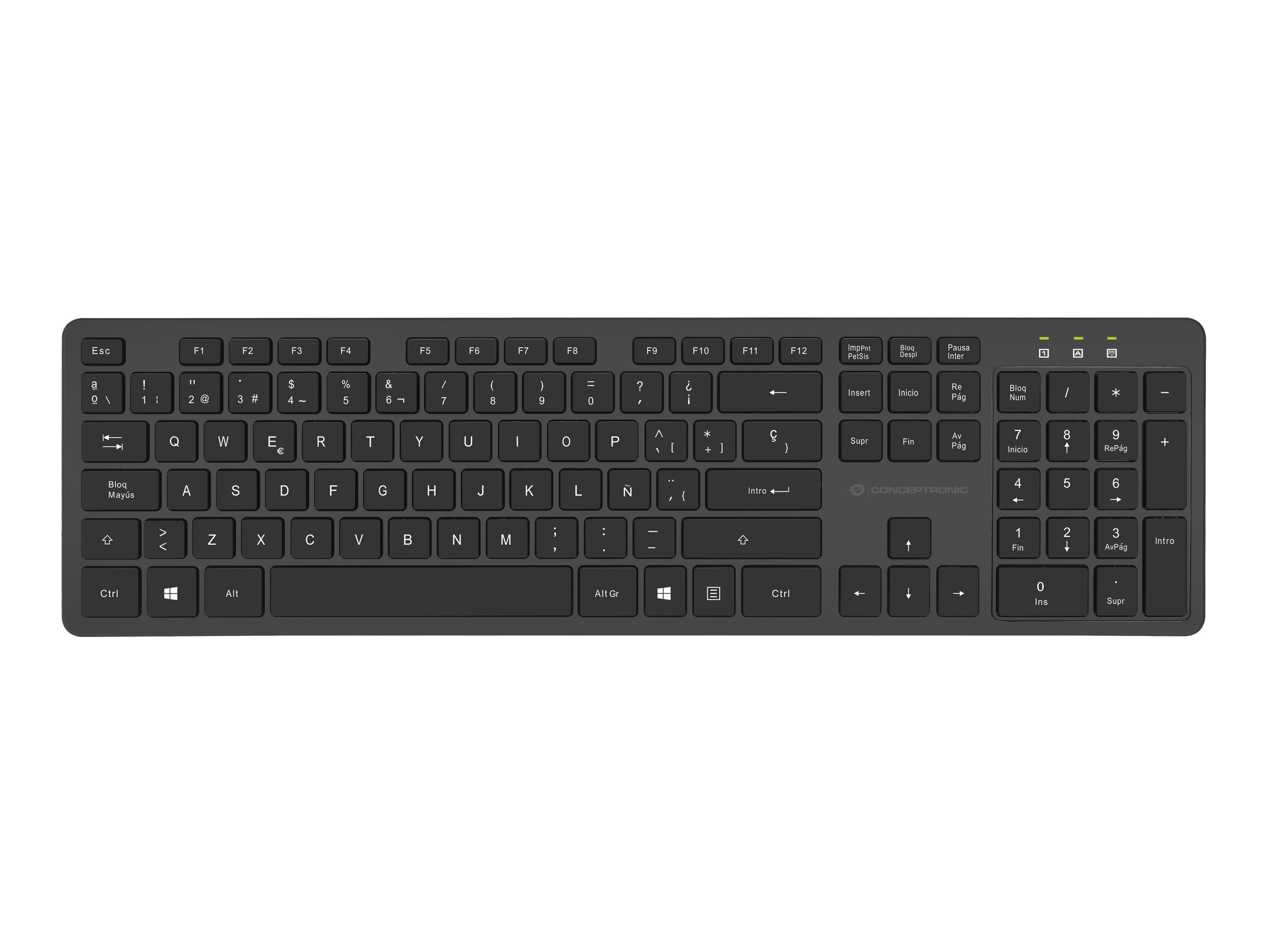 Conceptronic ORAZIO01ES clavier Souris incluse Bureau RF sans fil QWERTY Espagnole Noir